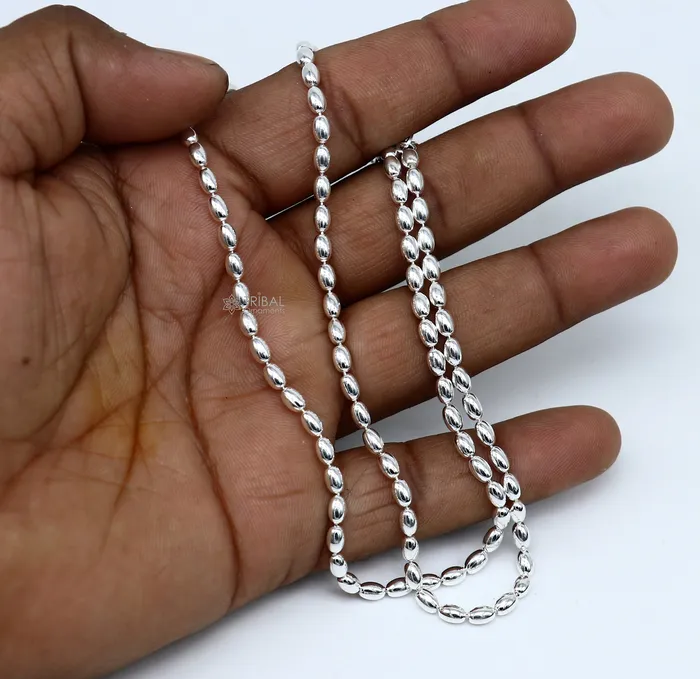 TRIBAL ORNAMENTS Bracelets 3mm 105 925 sterling silver beadedball chain anklet bracelet amazing light weight delicate anklets belly dance silver jewelry ank599