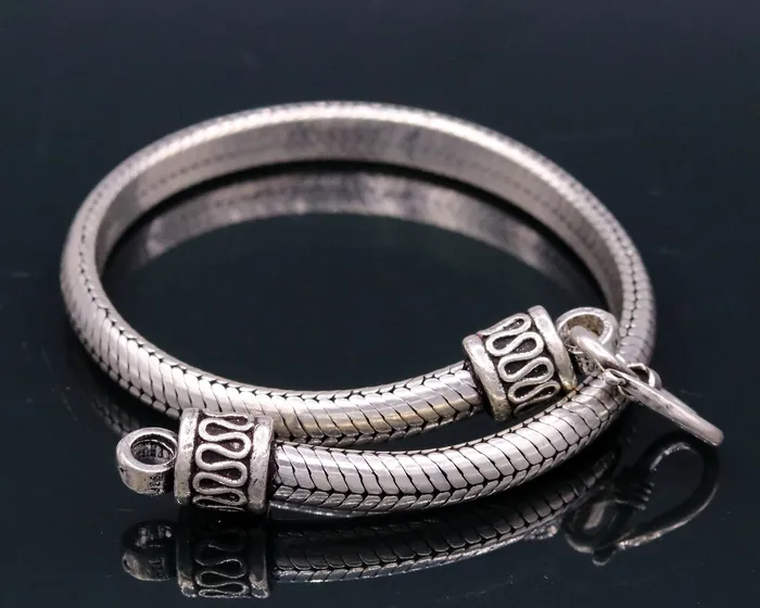 TRIBAL ORNAMENTS Bracelets 85 inches long 925 sterling silver handmade snake chain bracelet D shape chain bracelet half round snake chain bracelet unisex sbr149
