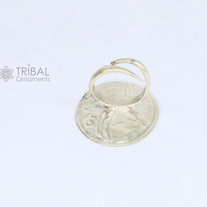 TRIBAL ORNAMENTS Exclusive Indian Classical cultural flower design 925 sterling silver adjustable ring best tribal ethnic jewelry Navratri jewelry sr392 Rings TRIBAL ORNAMENTS Exclusive Indian Classical cultural flower design 925 sterling silver adjustable ring best tribal ethnic jewelry Navratri jewelry sr392 Rings