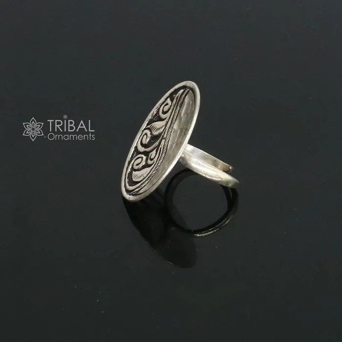 TRIBAL ORNAMENTS Exclusive Indian Classical cultural flower design 925 sterling silver adjustable ring best tribal ethnic jewelry Navratri jewelry sr392 Rings TRIBAL ORNAMENTS Exclusive Indian Classical cultural flower design 925 sterling silver adjustable ring best tribal ethnic jewelry Navratri jewelry sr392 Rings