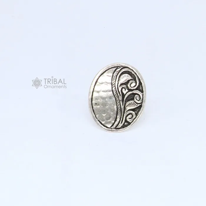 TRIBAL ORNAMENTS Exclusive Indian Classical cultural flower design 925 sterling silver adjustable ring best tribal ethnic jewelry Navratri jewelry sr392 Rings TRIBAL ORNAMENTS Exclusive Indian Classical cultural flower design 925 sterling silver adjustable ring best tribal ethnic jewelry Navratri jewelry sr392 Rings