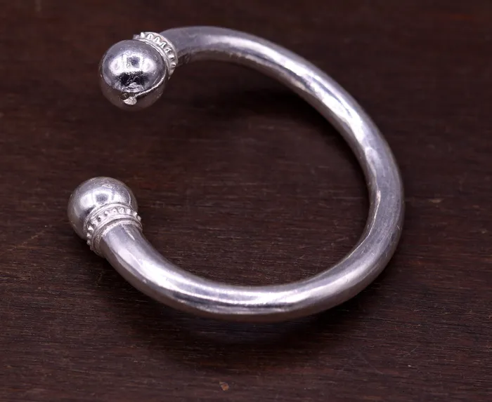 TRIBAL ORNAMENTS Fabulous plain design handmade solid silver open face adjustable bangle bracelet unisex jewelry from india tribal jewelry nsk184 Bracelets