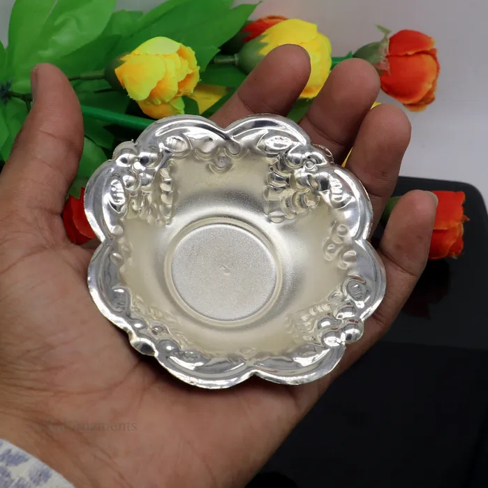 TRIBAL ORNAMENTS Necklaces Solid sterling silver exclusive handcrafted work light weight bowl puja utensils silver article silver utensils silver vessel sv244