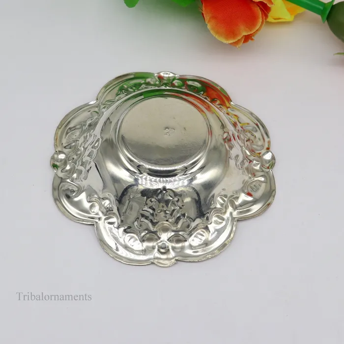 TRIBAL ORNAMENTS Necklaces Solid sterling silver exclusive handcrafted work light weight bowl puja utensils silver article silver utensils silver vessel sv244