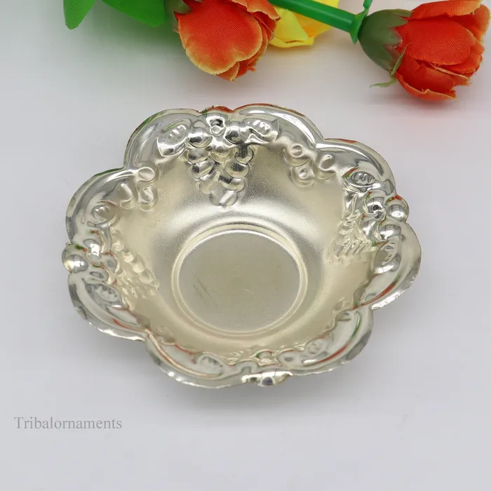 TRIBAL ORNAMENTS Necklaces Solid sterling silver exclusive handcrafted work light weight bowl puja utensils silver article silver utensils silver vessel sv244