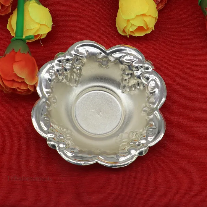 TRIBAL ORNAMENTS Necklaces Solid sterling silver exclusive handcrafted work light weight bowl puja utensils silver article silver utensils silver vessel sv244
