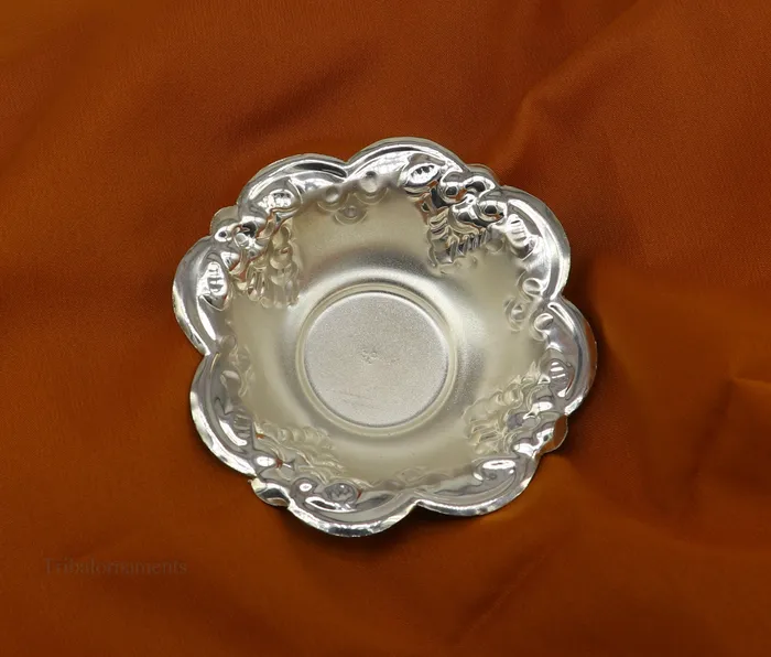 TRIBAL ORNAMENTS Necklaces Solid sterling silver exclusive handcrafted work light weight bowl puja utensils silver article silver utensils silver vessel sv244