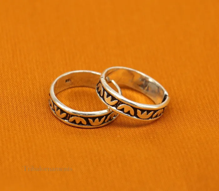 TRIBAL ORNAMENTS Rings 925 sterling silver elegant designer 45mm adjustable toe ring band toe band stylish modern womens brides jewelry from india toer100