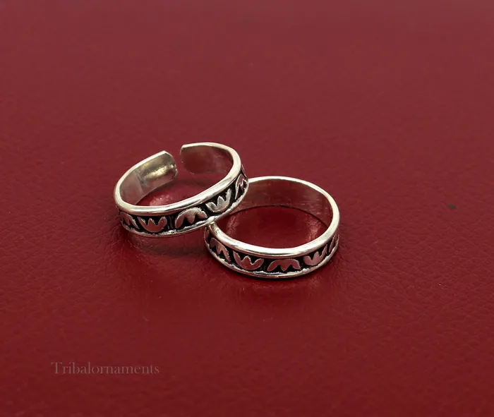 TRIBAL ORNAMENTS Rings 925 sterling silver elegant designer 45mm adjustable toe ring band toe band stylish modern womens brides jewelry from india toer100