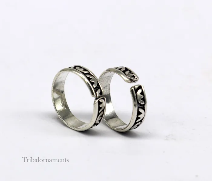 TRIBAL ORNAMENTS Rings 925 sterling silver elegant designer 45mm adjustable toe ring band toe band stylish modern womens brides jewelry from india toer100