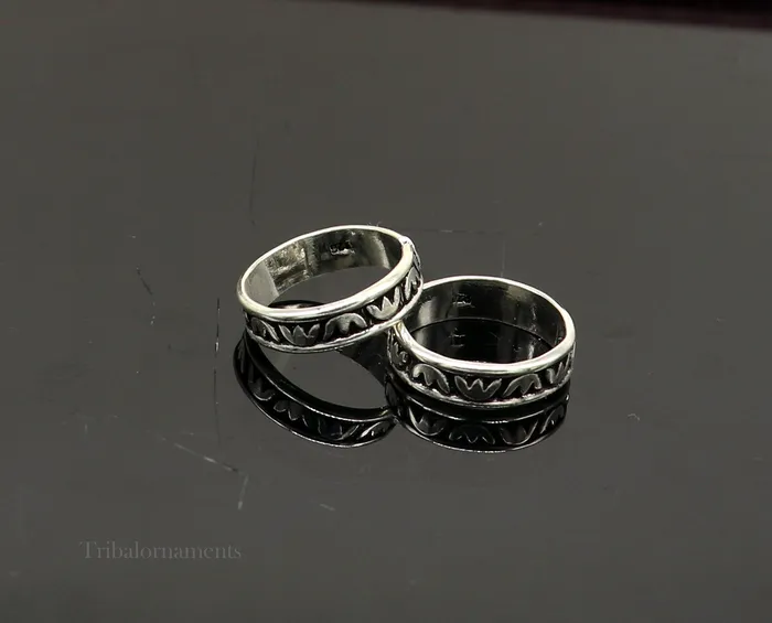 TRIBAL ORNAMENTS Rings 925 sterling silver elegant designer 45mm adjustable toe ring band toe band stylish modern womens brides jewelry from india toer100