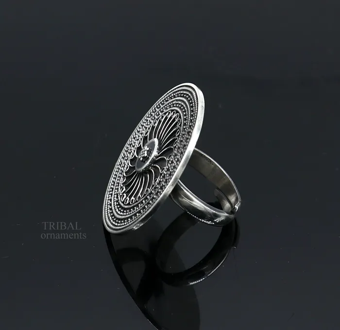 TRIBAL ORNAMENTS Rings 925 sterling solid silver fabulous craftsmanship vintage antique design tribal adjustable ring band for women from Rajasthan India ring487