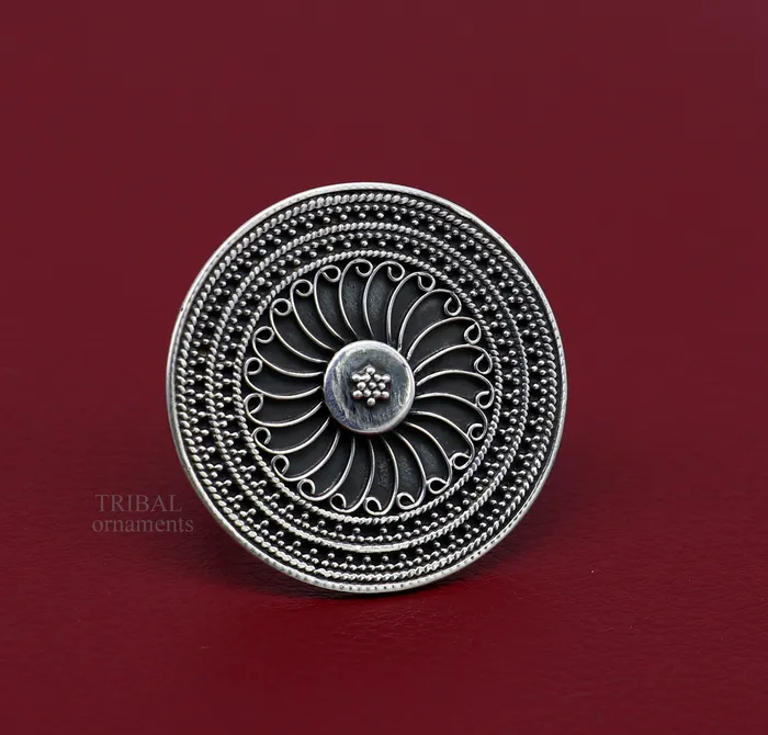 TRIBAL ORNAMENTS Rings 925 sterling solid silver fabulous craftsmanship vintage antique design tribal adjustable ring band for women from Rajasthan India ring487