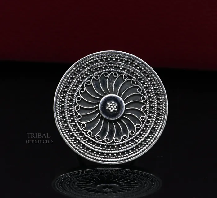 TRIBAL ORNAMENTS Rings 925 sterling solid silver fabulous craftsmanship vintage antique design tribal adjustable ring band for women from Rajasthan India ring487