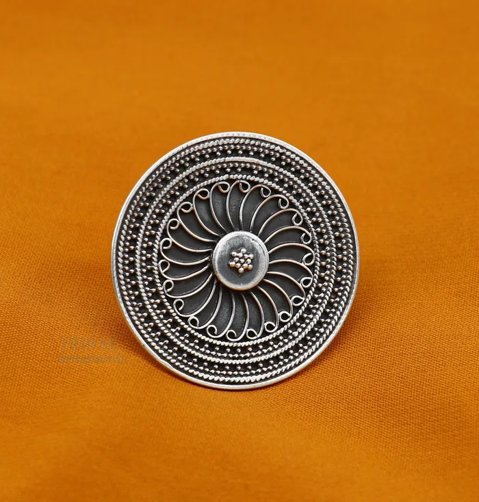 TRIBAL ORNAMENTS Rings 925 sterling solid silver fabulous craftsmanship vintage antique design tribal adjustable ring band for women from Rajasthan India ring487