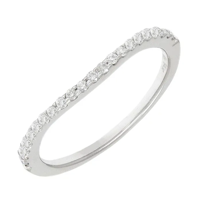 14K White Gold Curved Diamond Band Wedding Bands Rings