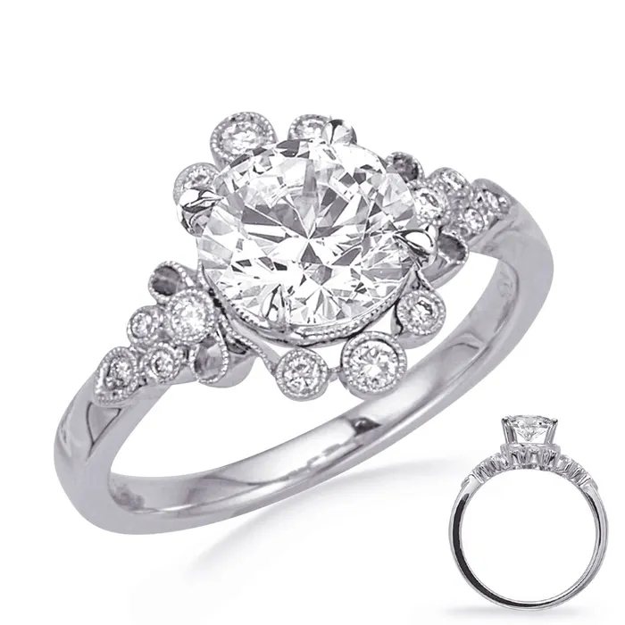 14K White Gold Diamond Semimount Ring Engagement Collections Rings