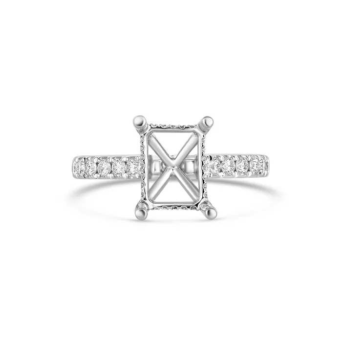 14K White Gold Semi Mount Diamond Ring with Hidden Halo in Head Engagement Collections Rings 14K White Gold Semi Mount Diamond Ring with Hidden Halo in Head Engagement Collections Rings