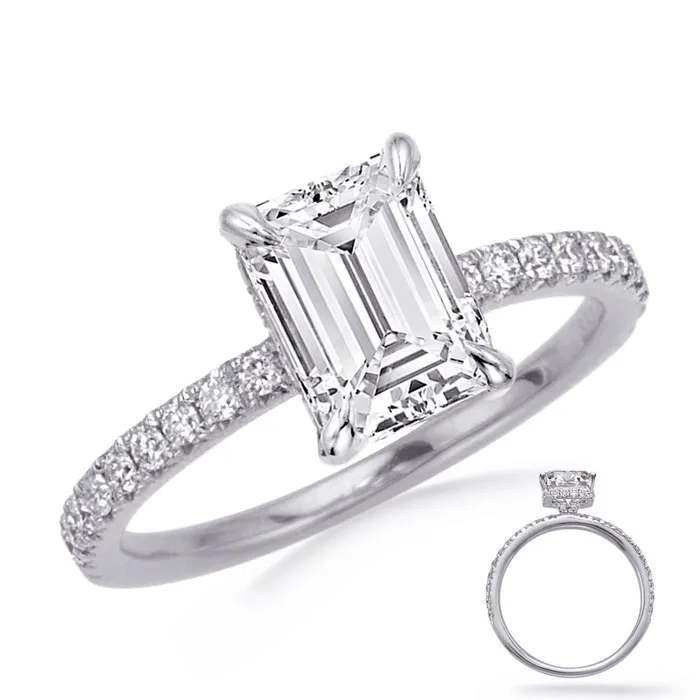 14K White Gold Semi Mount Ring with Hidden Rectangle Halo Prong Set Engagement Collections Rings 14K White Gold Semi Mount Ring with Hidden Rectangle Halo Prong Set Engagement Collections Rings