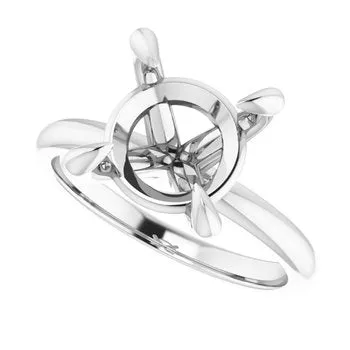 14K White Gold Solitaire Ring for Round Engagement Collections Rings