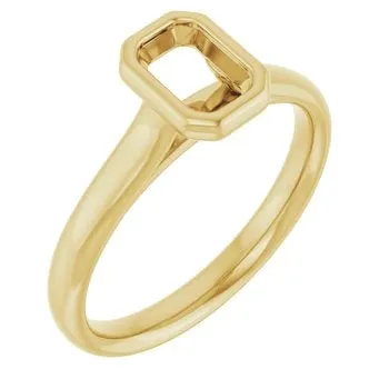 14K Yellow Gold Solitaire Emerald Bezel Ring Engagement Collections Rings