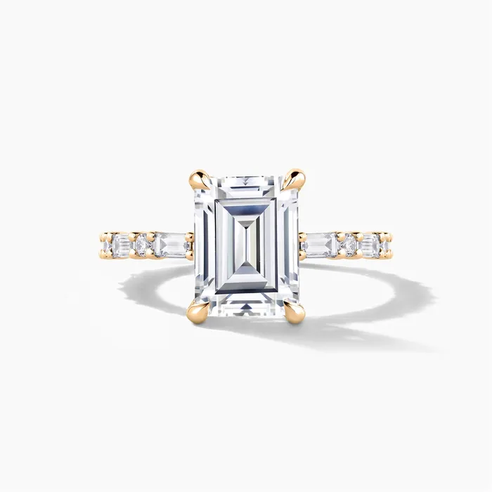 18K Yellow Gold Diamond Semimount Ring Baguettes and Rounds Emerald Cut Center Engagement Collections Rings 18K Yellow Gold Diamond Semimount Ring Baguettes and Rounds Emerald Cut Center Engagement Collections Rings