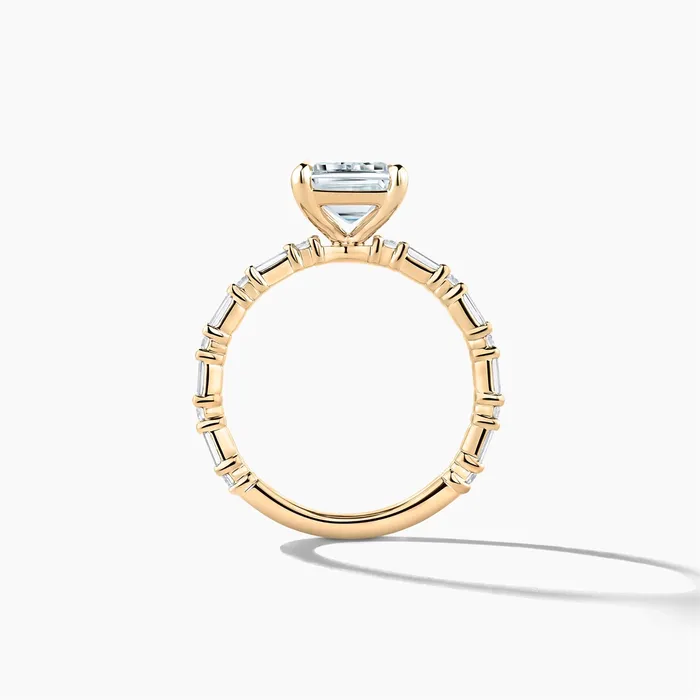 18K Yellow Gold Diamond Semimount Ring Baguettes and Rounds Emerald Cut Center Engagement Collections Rings 18K Yellow Gold Diamond Semimount Ring Baguettes and Rounds Emerald Cut Center Engagement Collections Rings