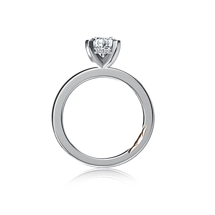 A Jaffe Rings A Jaffe 14K White Gold Diamond Ring with Oval Hidden Halo and 14K Rose Gold Quilted Accent A Jaffe Rings A Jaffe 14K White Gold Diamond Ring with Oval Hidden Halo and 14K Rose Gold Quilted Accent