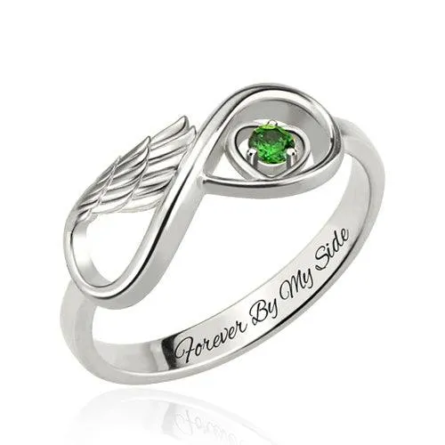 Angel Wing Infinity Birthstone Ring Personalized Memorial Jewelry for New Moms 925 Sterling Silver Gold Rose Gold Belbren Rings Angel Wing Infinity Birthstone Ring Personalized Memorial Jewelry for New Moms 925 Sterling Silver Gold Rose Gold Belbren Rings