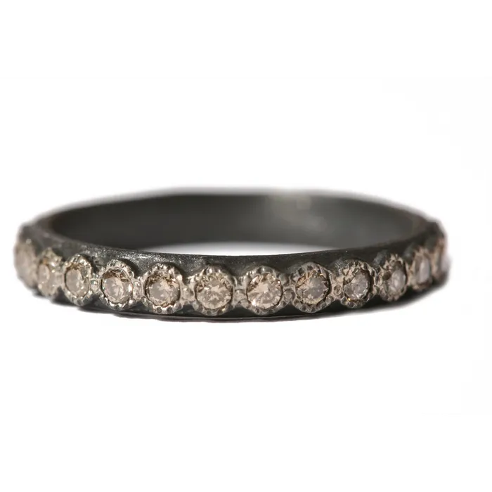 Armenta Rings Armenta Old World Blackened Sterling Silver Champagne Diamond Stack Ring Armenta Rings Armenta Old World Blackened Sterling Silver Champagne Diamond Stack Ring