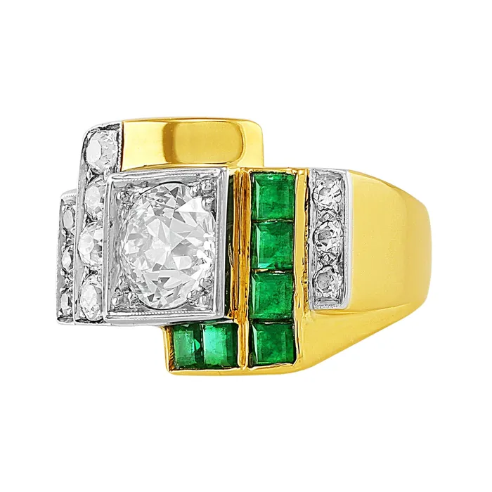 Art Deco Diamond Emerald Ring CJ Charles Jewelers Rings Art Deco Diamond Emerald Ring CJ Charles Jewelers Rings
