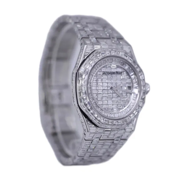 Audemars Piguet Bracelets Audemars Piguet Royal Oak Chandelier Custom Iced Out 41mm Mens Watch Ref 15400st Pave Diamond Dial 18K White Gold Diamond Bracelet