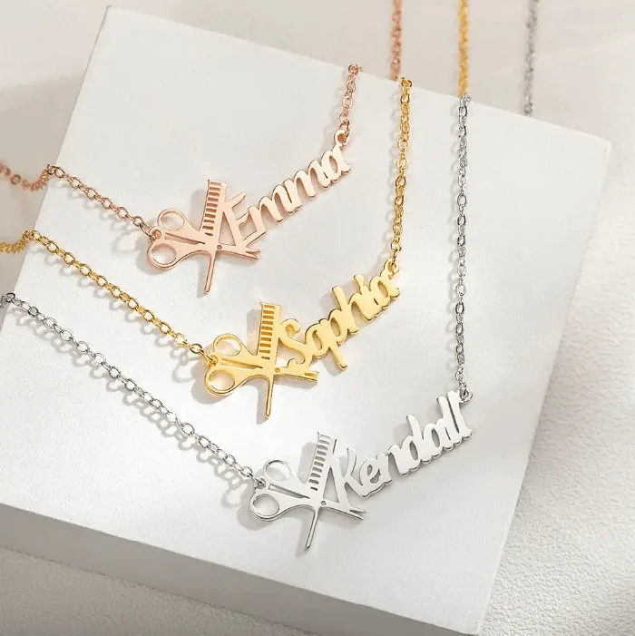 Belbren Necklaces Personalized Hairdresser Scissors Comb Necklace Custom Name Stylist Jewelry Professional Hair Salon Gift Durable Stylish Belbren Necklaces Personalized Hairdresser Scissors Comb Necklace Custom Name Stylist Jewelry Professional Hair Salon Gift Durable Stylish