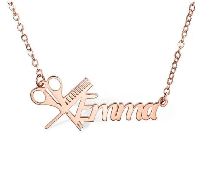 Belbren Necklaces Personalized Hairdresser Scissors Comb Necklace Custom Name Stylist Jewelry Professional Hair Salon Gift Durable Stylish