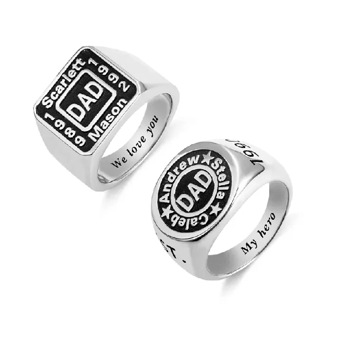 Belbren Rings Customizable Handmade Signet Ring for Men Personalized Sterling Silver or Copper Durable Metal Gift for Dad Husband Boyfriend