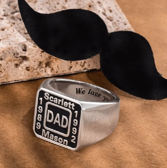 Belbren Rings Customizable Handmade Signet Ring for Men Personalized Sterling Silver or Copper Durable Metal Gift for Dad Husband Boyfriend
