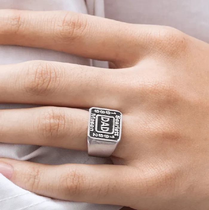 Belbren Rings Customizable Handmade Signet Ring for Men Personalized Sterling Silver or Copper Durable Metal Gift for Dad Husband Boyfriend