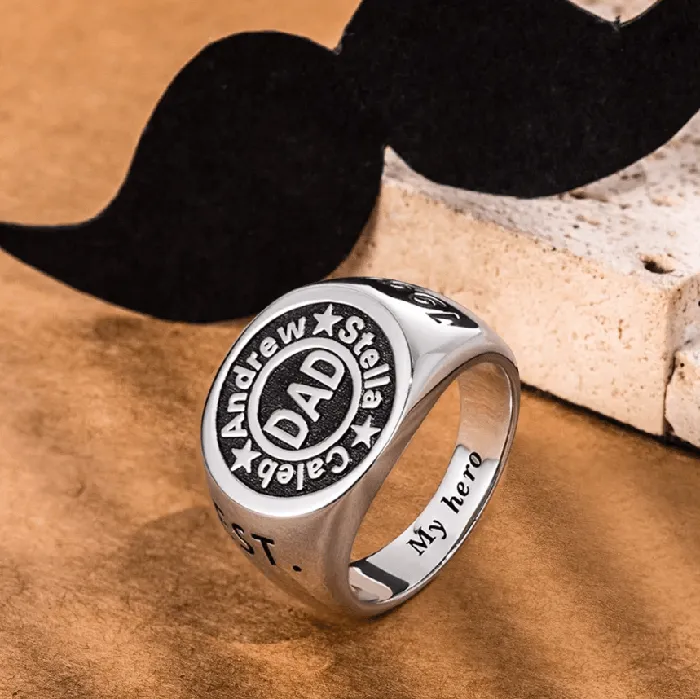 Belbren Rings Customizable Handmade Signet Ring for Men Personalized Sterling Silver or Copper Durable Metal Gift for Dad Husband Boyfriend