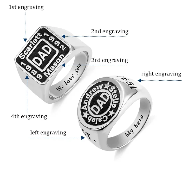 Belbren Rings Customizable Handmade Signet Ring for Men Personalized Sterling Silver or Copper Durable Metal Gift for Dad Husband Boyfriend