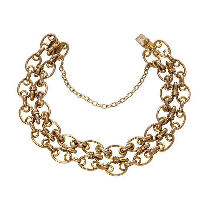 Bracelets Croghans Estate 14K Yellow Gold Double Row Link Bracelet