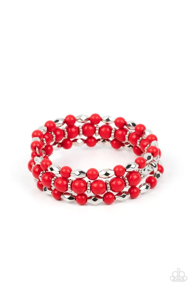 Bracelets Paparazzi Jewelry Paparazzi Bracelet Colorfully Coiled Red
