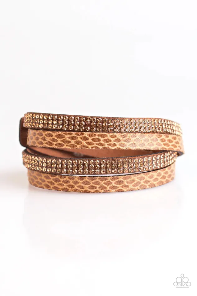 Bracelets Paparazzi Jewelry Paparazzi Bracelet Put Your BEAST Foot Forward Brown