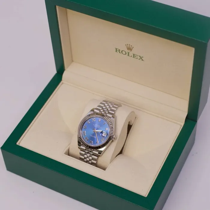 Bracelets Rolex Rolex Datejust 41mm Ref 1263340026 Blue Dial Stainless Steel Jubilee Bracelet Mens Watch