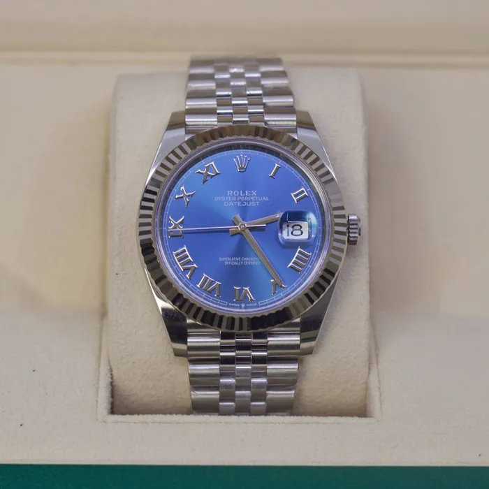 Bracelets Rolex Rolex Datejust 41mm Ref 1263340026 Blue Dial Stainless Steel Jubilee Bracelet Mens Watch