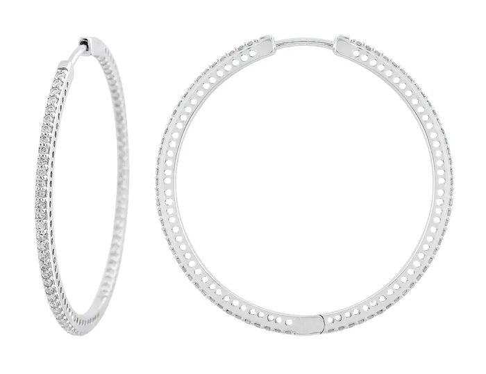 CJ Charles Jewelers 18k White Gold 125ct Diamond Hoop Earrings Earrings CJ Charles Jewelers 18k White Gold 125ct Diamond Hoop Earrings Earrings