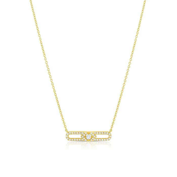 CJ Charles Jewelers Necklaces 18K Yellow Gold Diamond Oval Bar Pendant Necklace CJ Charles Jewelers Necklaces 18K Yellow Gold Diamond Oval Bar Pendant Necklace