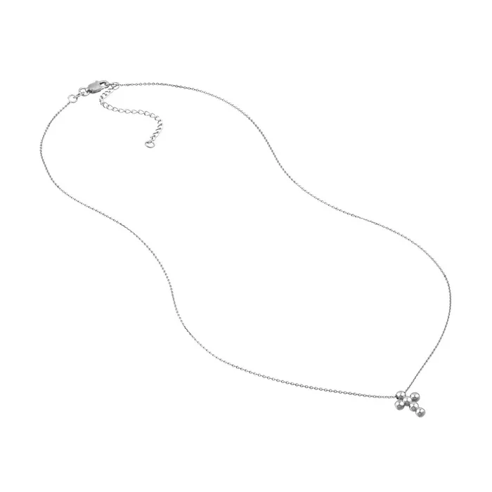Croghans 14K White Gold Beaded Mini Cross Pendant Necklace Necklaces