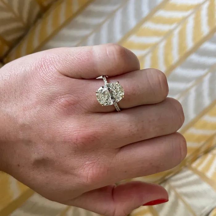 Croghans 475ct Oval Diamond Solitaire Pav 14K Yellow Gold Engagement Ring Rings