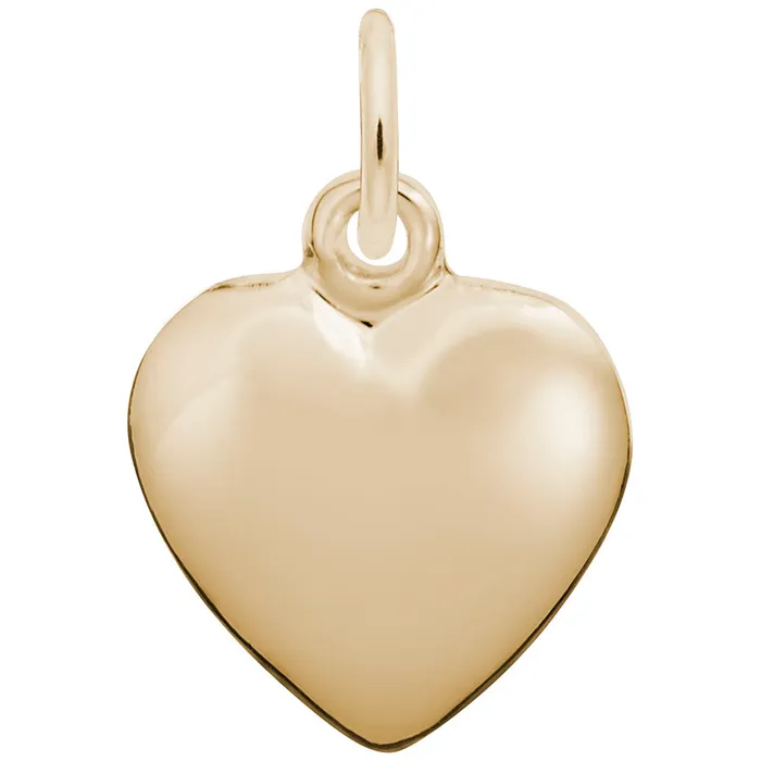 Croghans Charm Necklaces 14K Yellow Gold Puffy Heart Charm