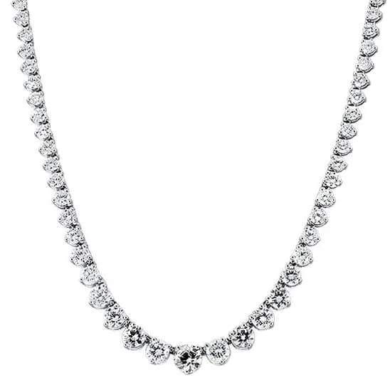 Diamond Source NYC Necklaces 14kt White Gold Graduated Tennis Necklace With 1100ct Diamonds NE44350